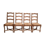Series of 4 chairs "sheep's bones" with straw seats
