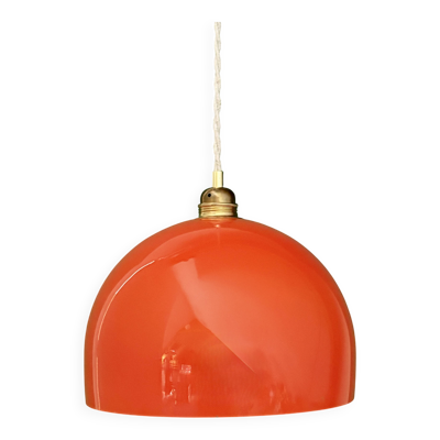 Suspension globe vintage en verre orange