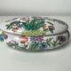 Oval porcelain jewellery box with multicoloured vintage floral decoration - 20th century