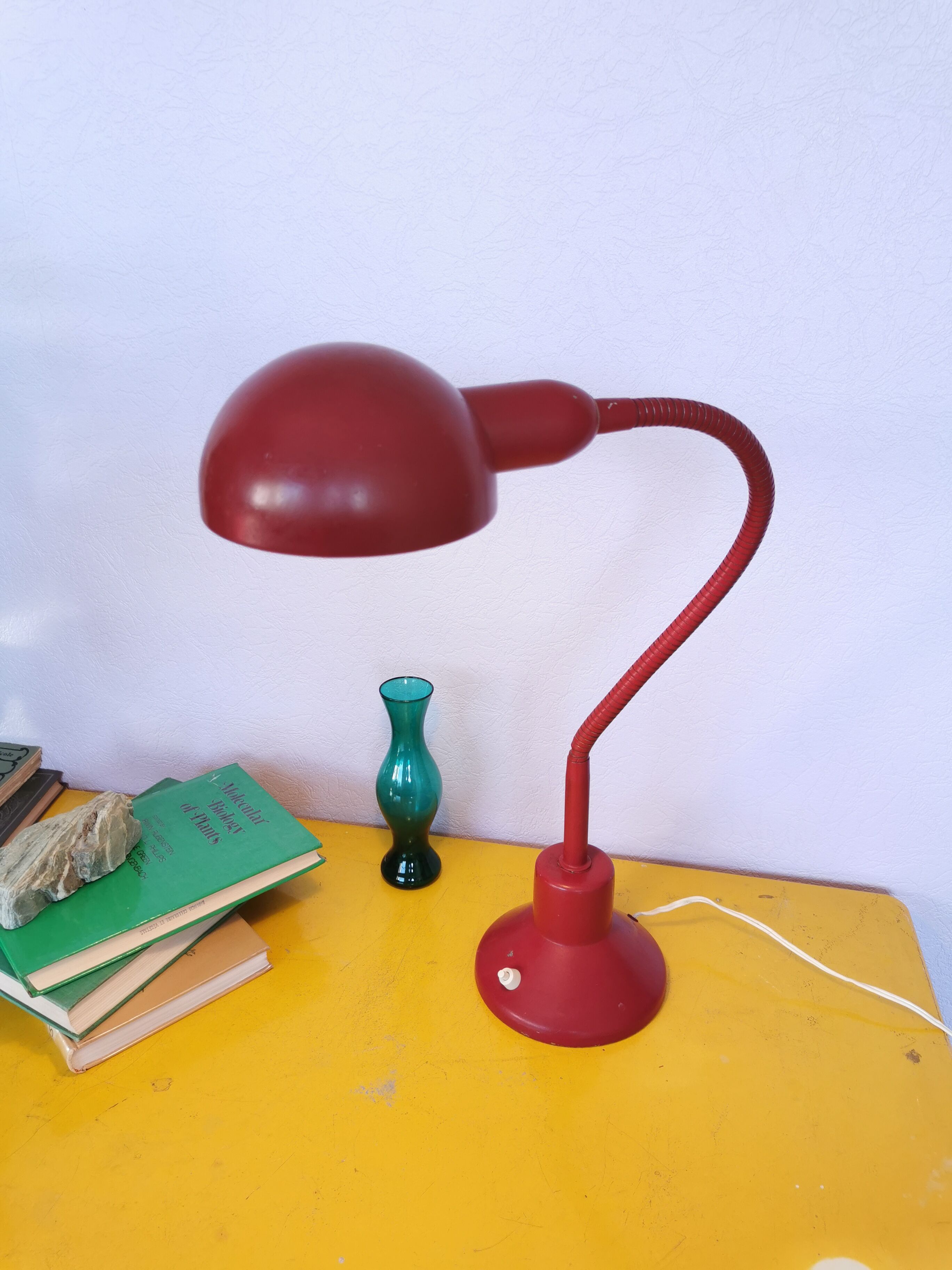 Burgundy flexible casserole lamp, 1960