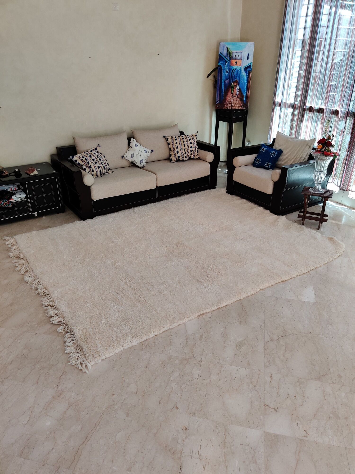 Berber carpet cream wool 215x280 cm