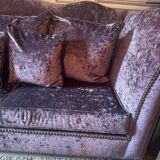 Purple velvet sofa