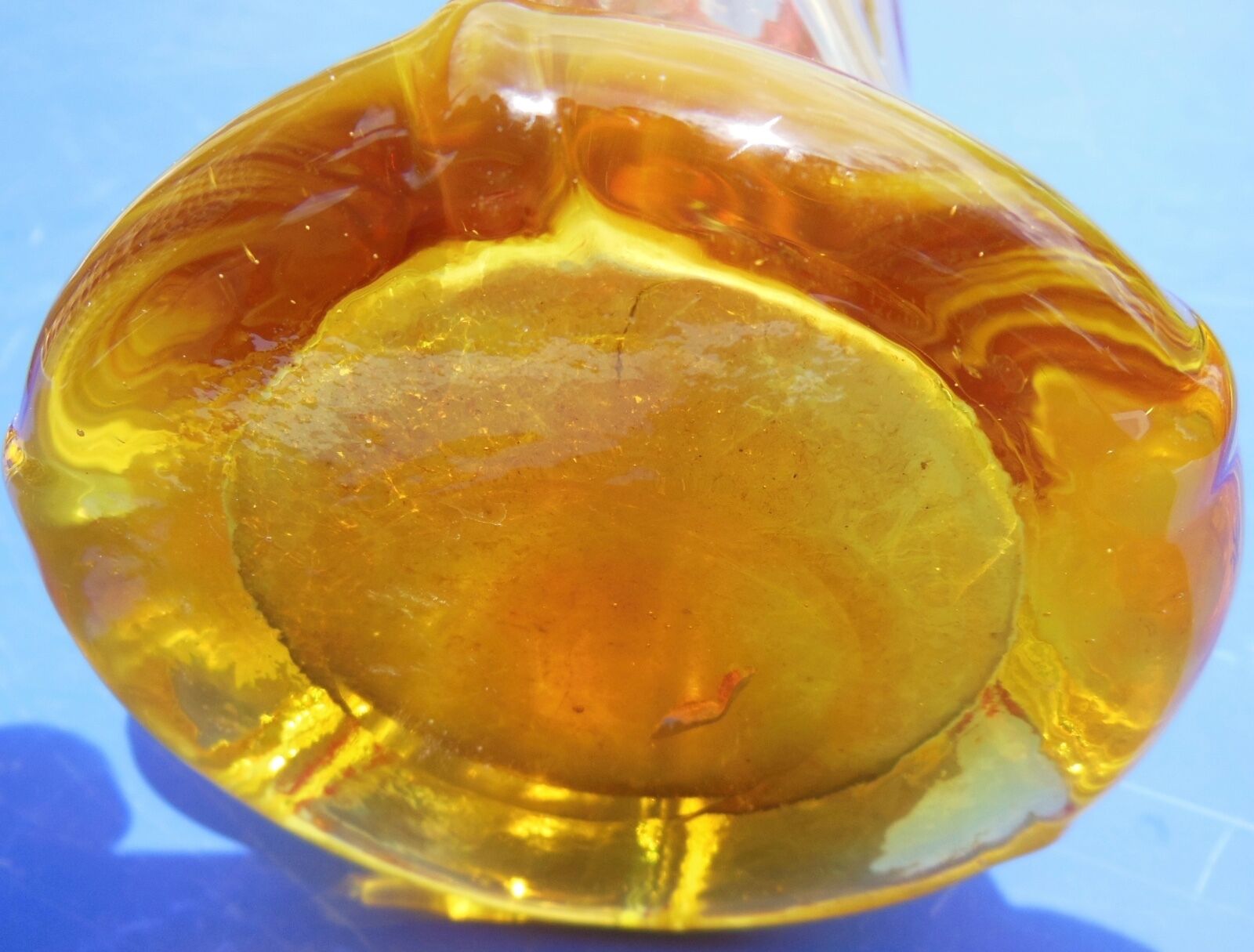 Modernist vase - molded glass - red, orange, yellow - Flavio Polis Seguso