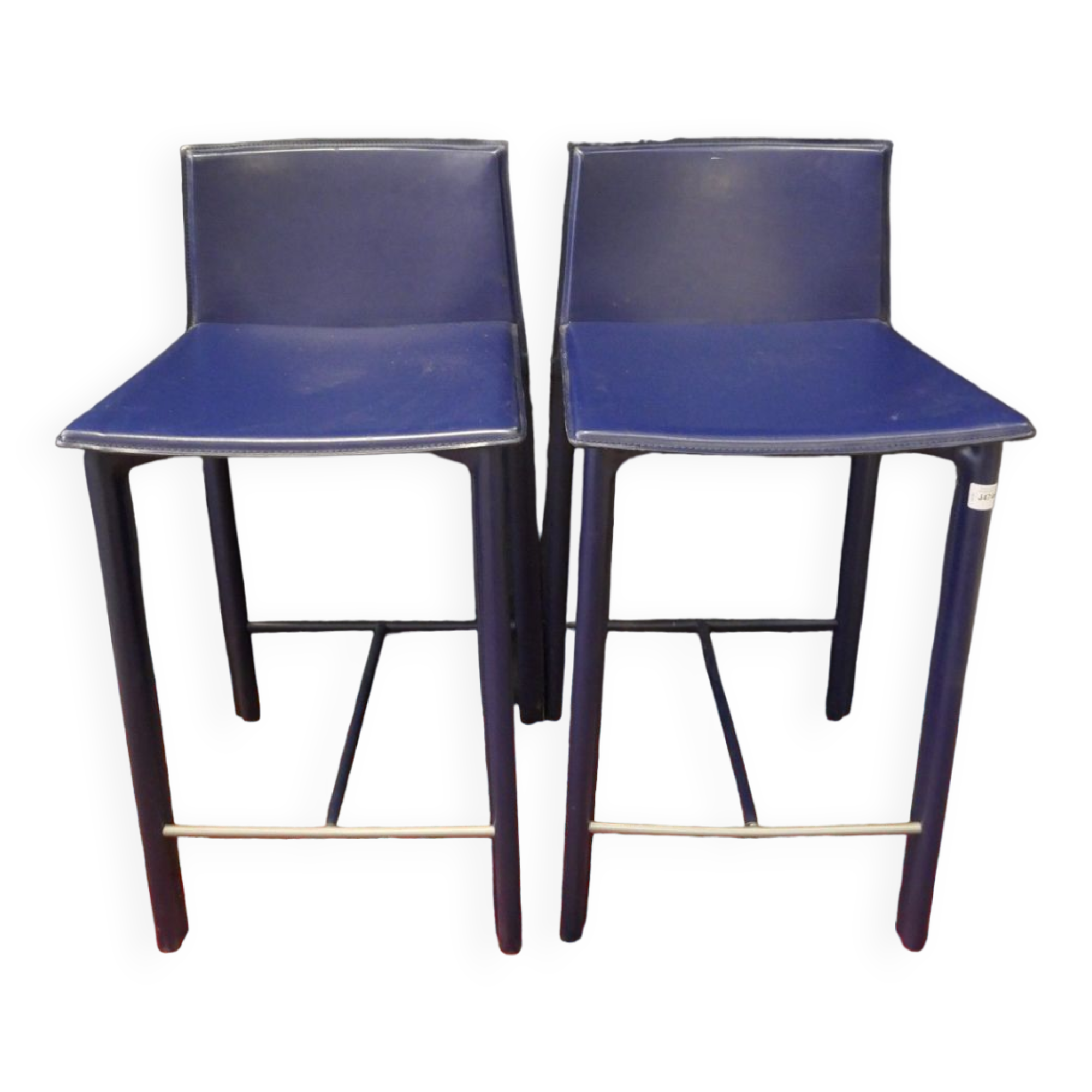 Paire de tabourets de bar en cuir