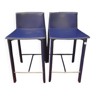 Pair of leather bar stools