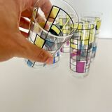 Set of 6 Vintage Hand-Painted Tall Glasses, USA 1950s-60s