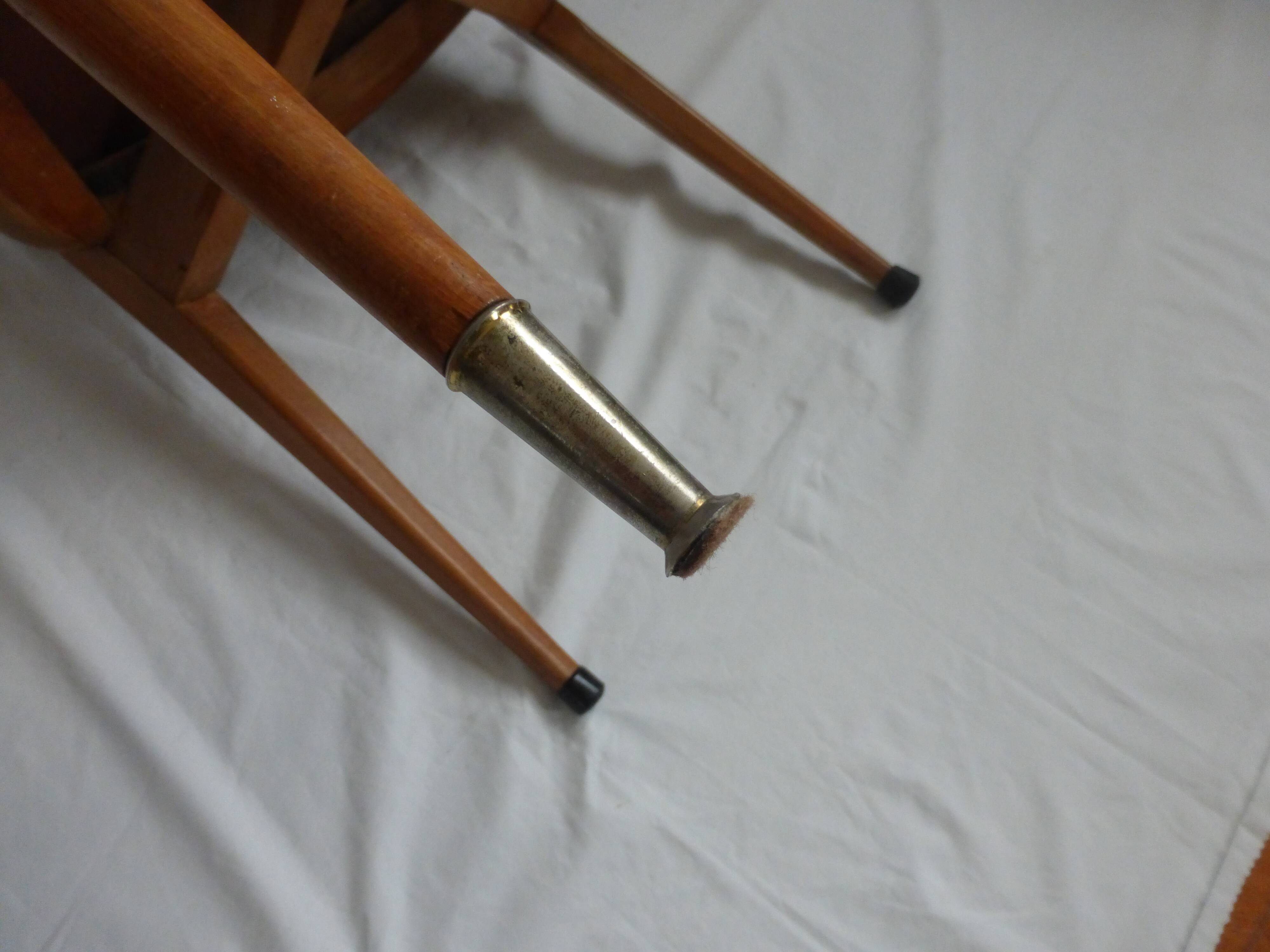 Set of five 50s wooden and red skai chairs