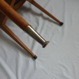 Set of five 50s wooden and red skai chairs