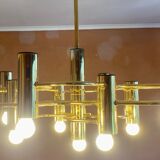 Golden chandelier 9 fires from Sciolari Italy 1960