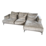 AmPm corner sofa in beige velvet