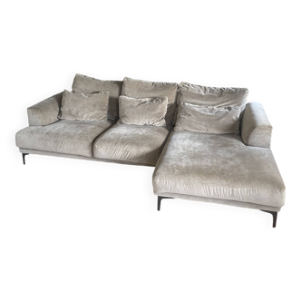 AmPm corner sofa in beige velvet