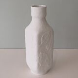 White biscuit vase with floral motif in relief, Hutschenreuther, Germany 1970