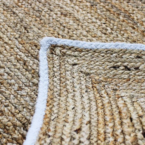 Jute rug 160x230 cm white outline