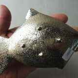 Old ashtray in silver metal, fish shape, vintage