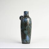 Jacques BLIN (1920-1995) - Vase en forme d'amphore, en faïence émaillée bleue, à décor