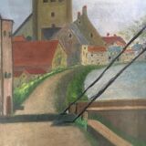Tableau ancien la rue du village