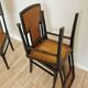 Set of 3 Vintage Dining Chairs: High Back, Leather Seat, Nailhead Trim