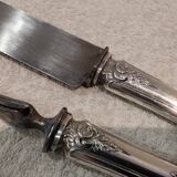 Salad serving set, silver handle, 950 Minerva, Rococo style.