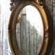 Golden Oval Mirror with Bow and Roses Decor