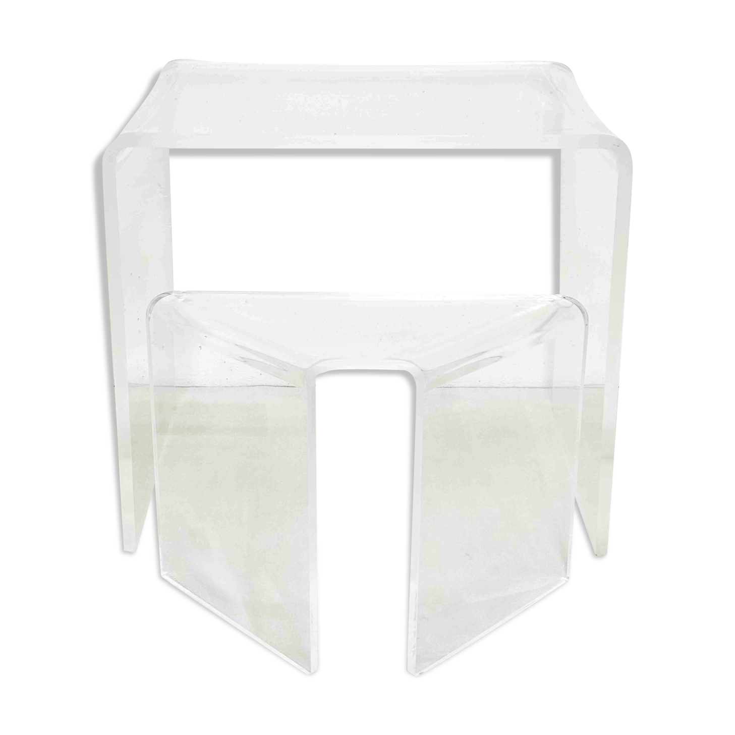 Plexiglass desk, dressing table and stool, 1970