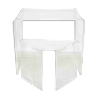 Bureau, coiffeuse et tabouret plexiglass 1970