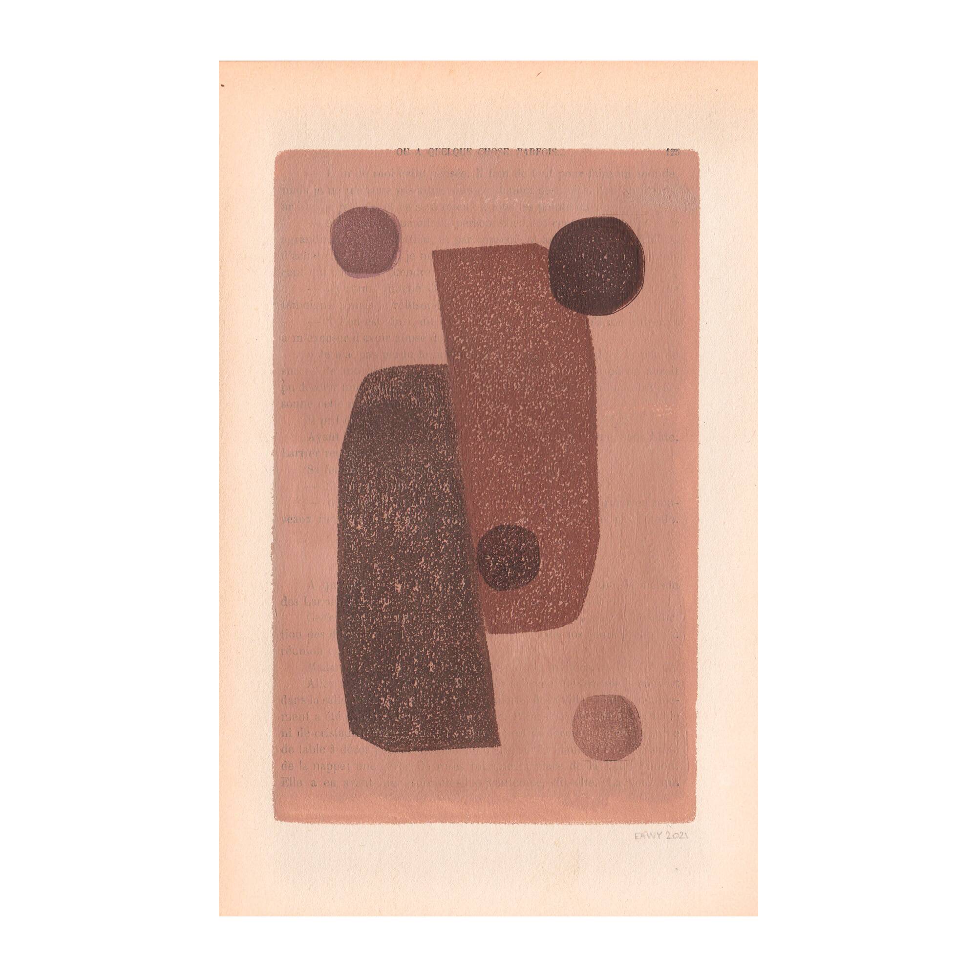 Duo of paintings on paper - M337 and M339 - abstract paintings signed Eawy