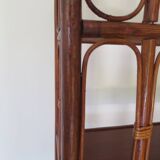 Vintage bookcase-5-level shelf-wood, bamboo and rattan-bentwood style-80s