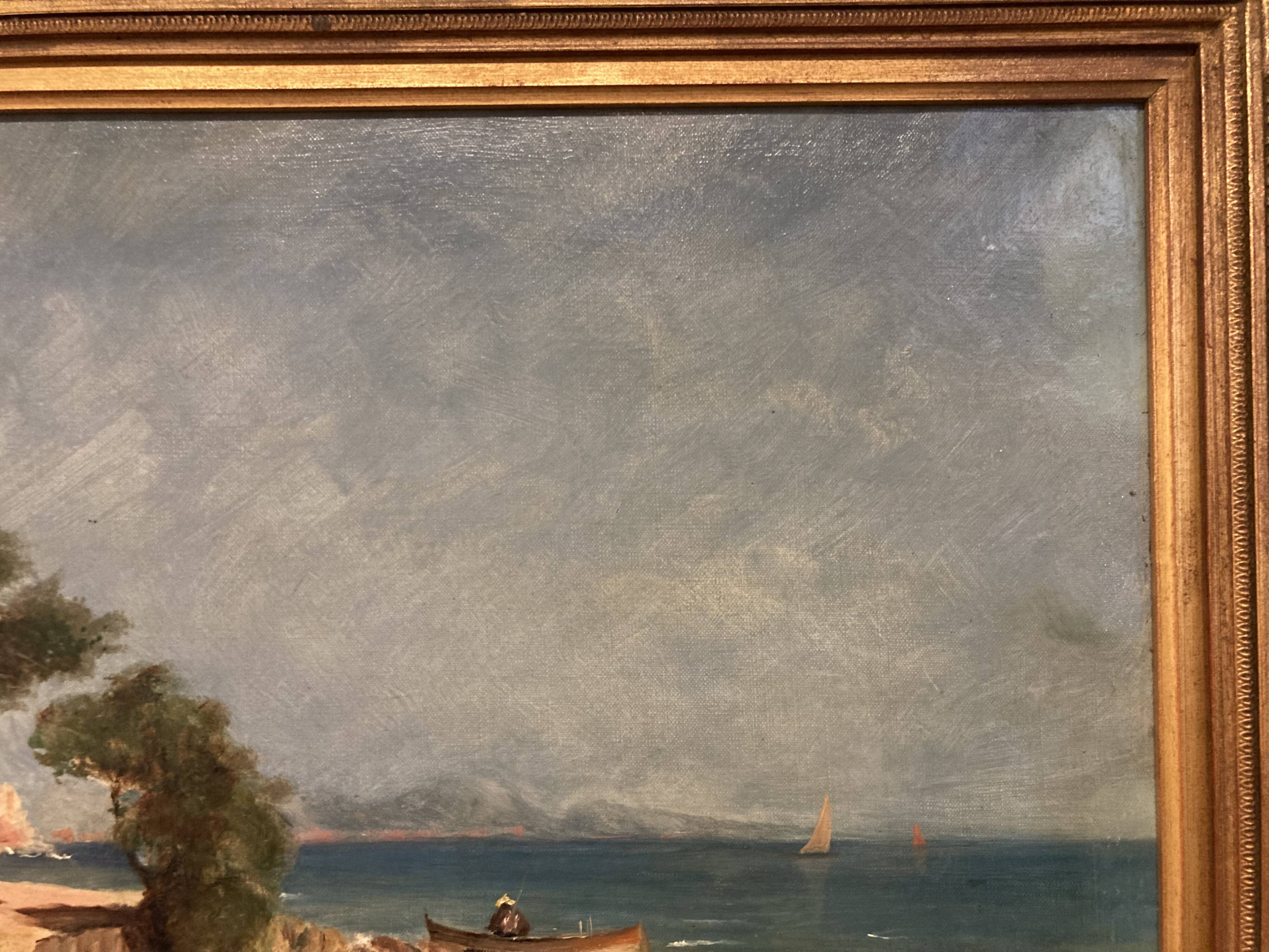 Peter baumgartner (1834-1911), seaside landscape, oil on canvas