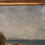 Peter baumgartner (1834-1911), seaside landscape, oil on canvas