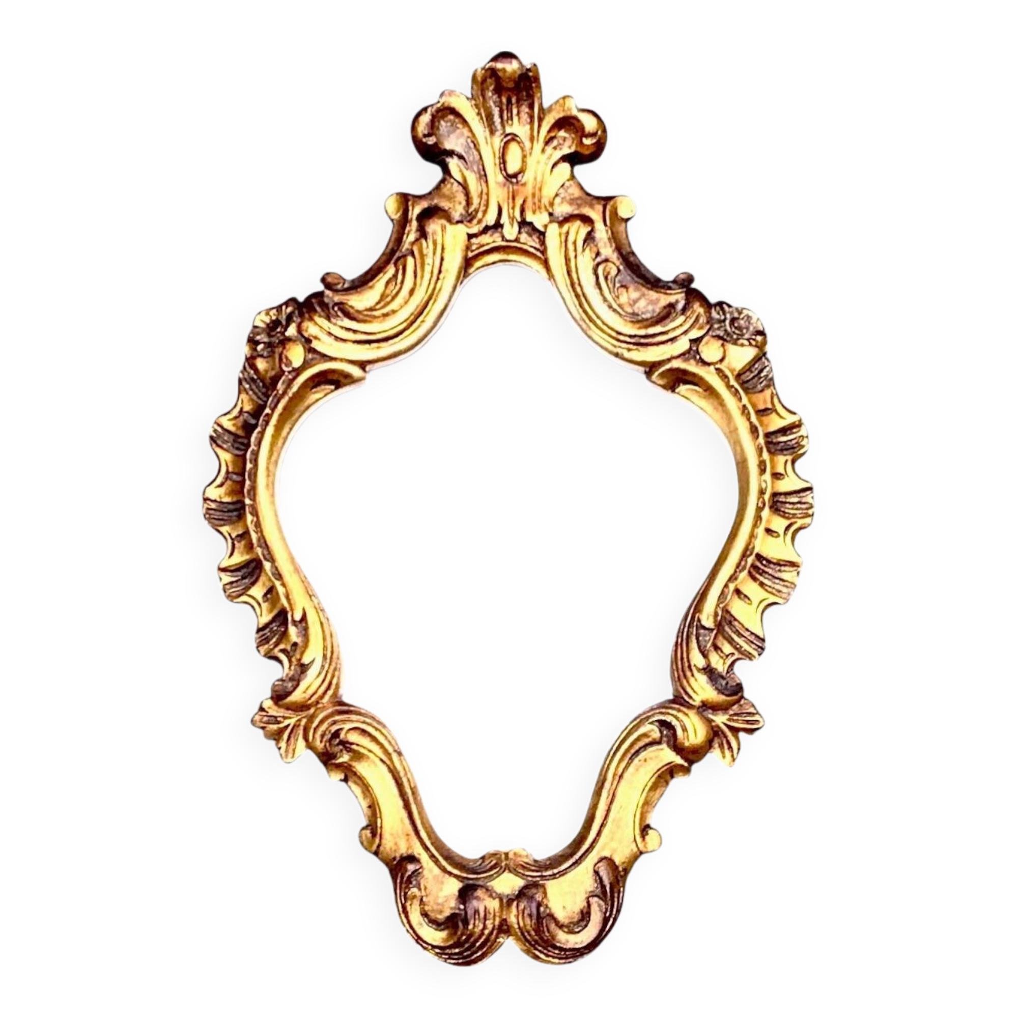 Rococo wall mirror in golden resin
