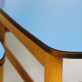 Vintage blue Formica & wood chairs, 1960s, set of 2