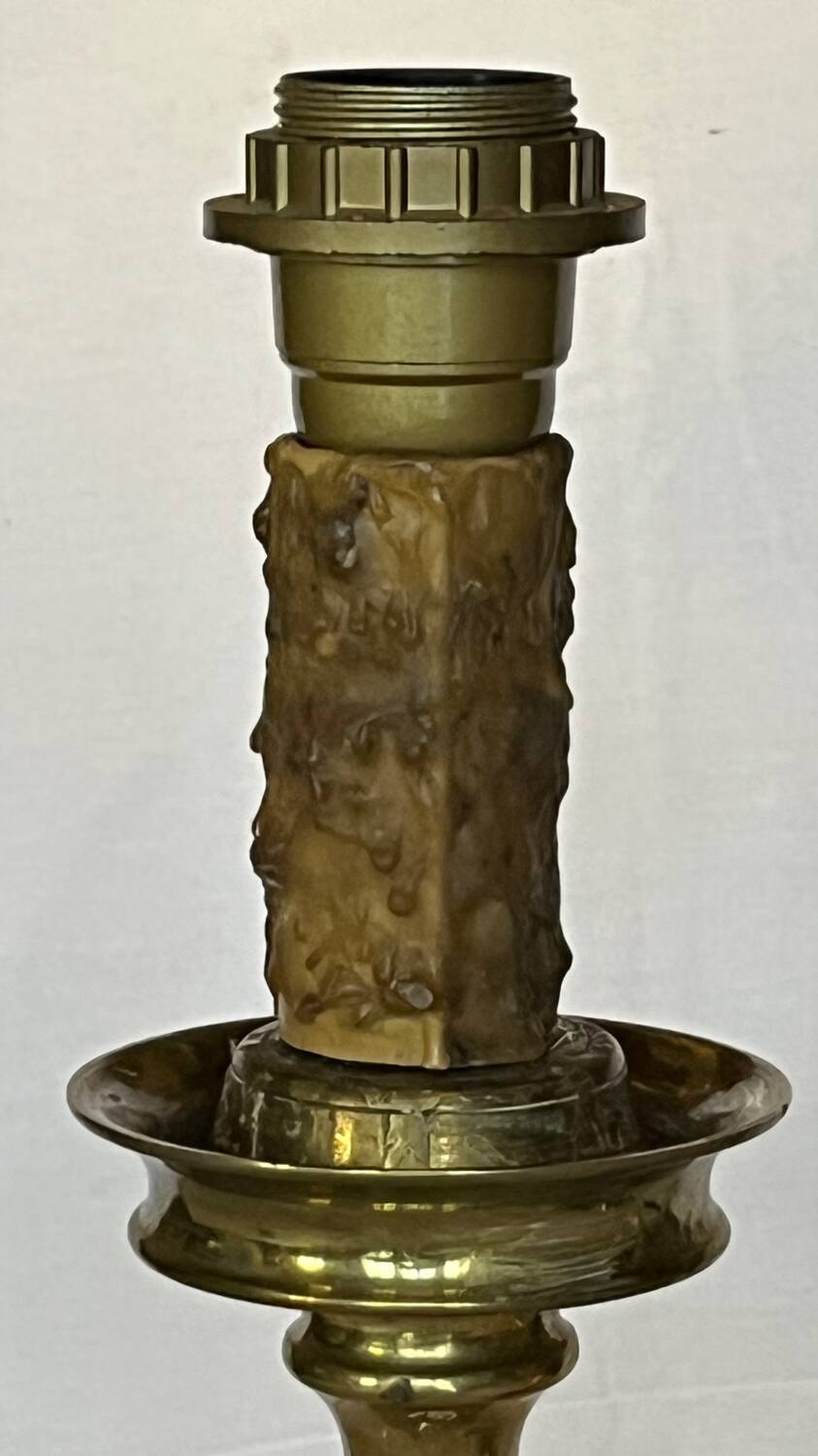 Old gilded bronze candle holder lamp bases