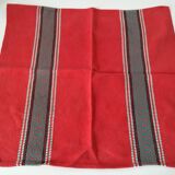 Vintage Basque set: square tablecloth & 7 napkins, 1960s