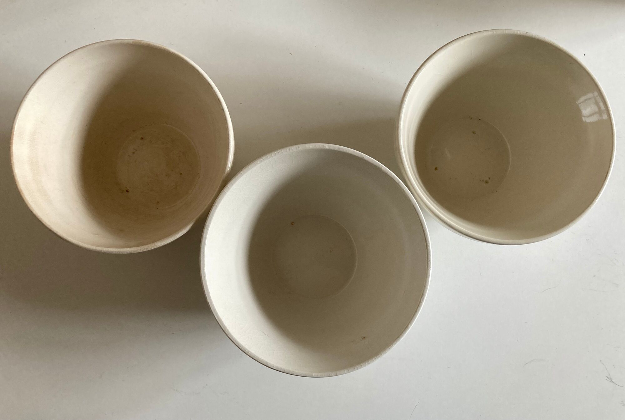 Set of 3 bowls in faience English iron land 1900 mixing bowl 30