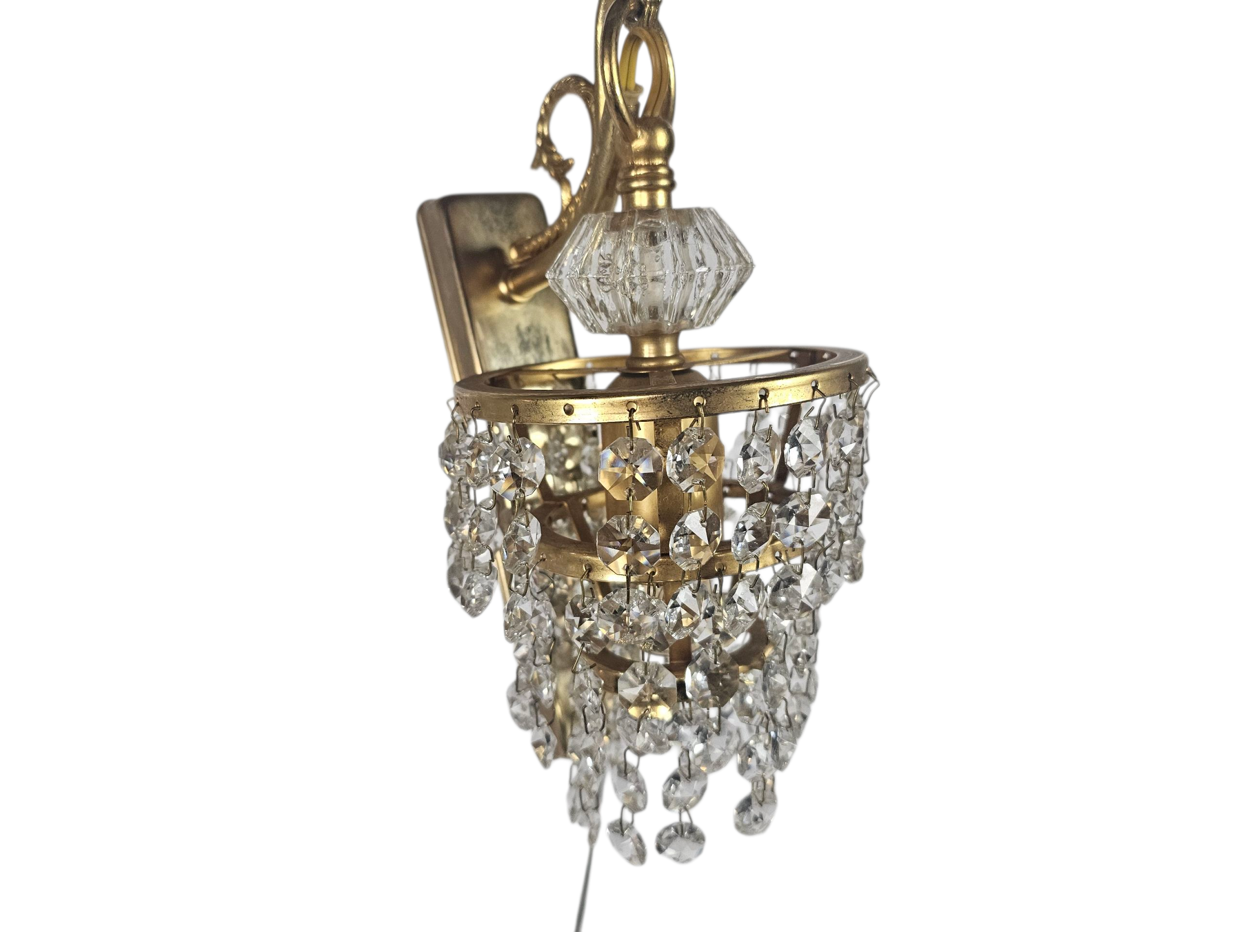 Massive - Hollywood Regency style - gold plated - crystal - Belgium - 70's