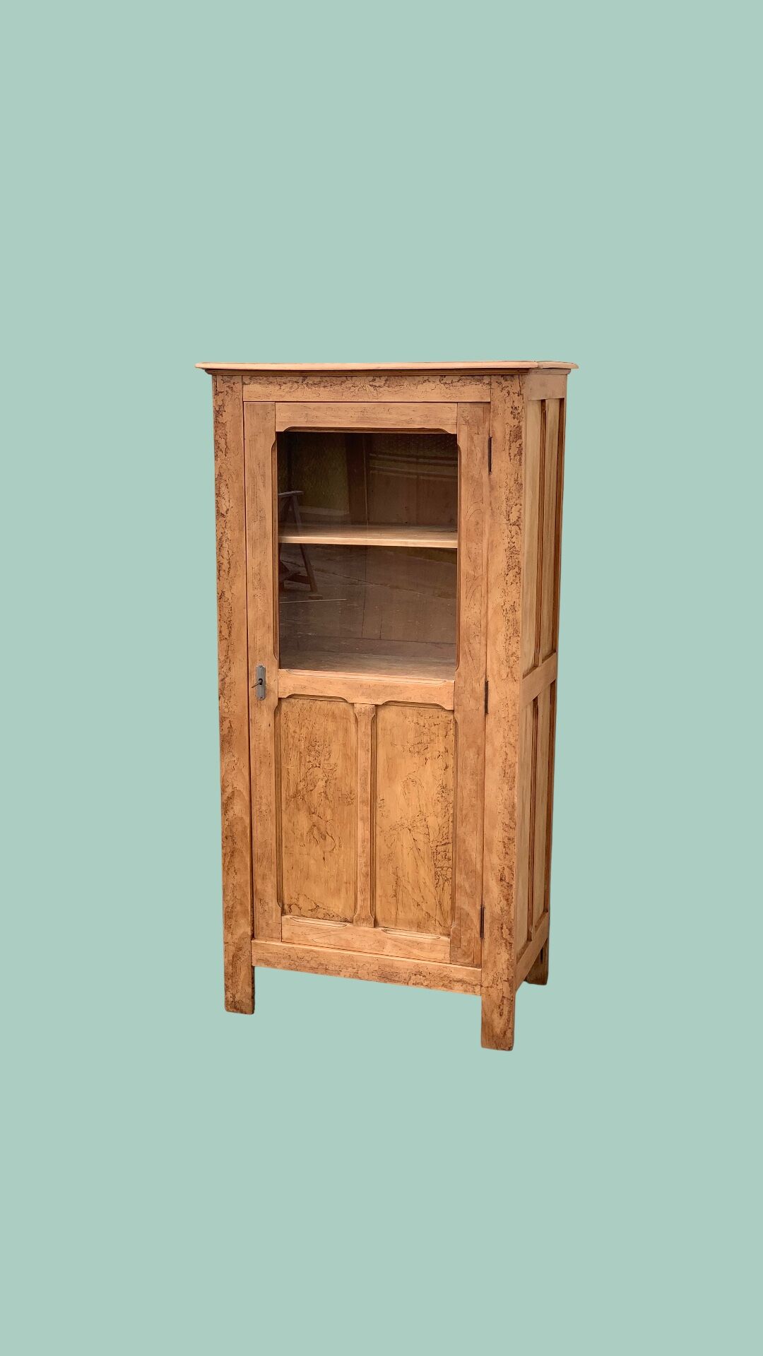 Parisian cabinet glazed raw wood nymphs and carved art nouveau decorations