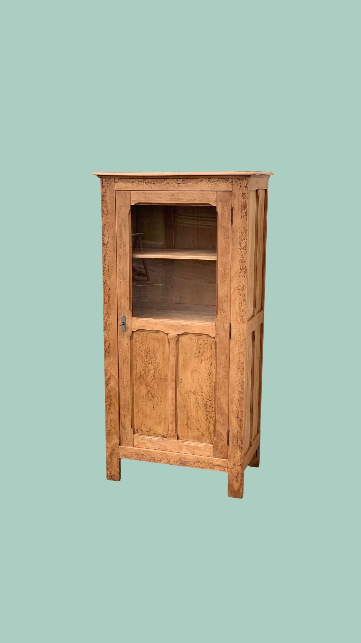 Parisian cabinet glazed raw wood nymphs and carved art nouveau decorations