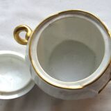 Service à café 3 éléments décor feuille, porcelaine fine décorée Or Napoléon III