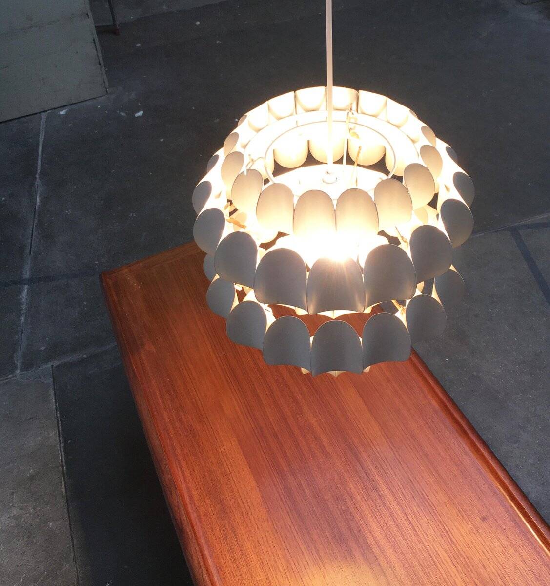 White metal pendant lamp from the mid-century by H. Zender for Temde.