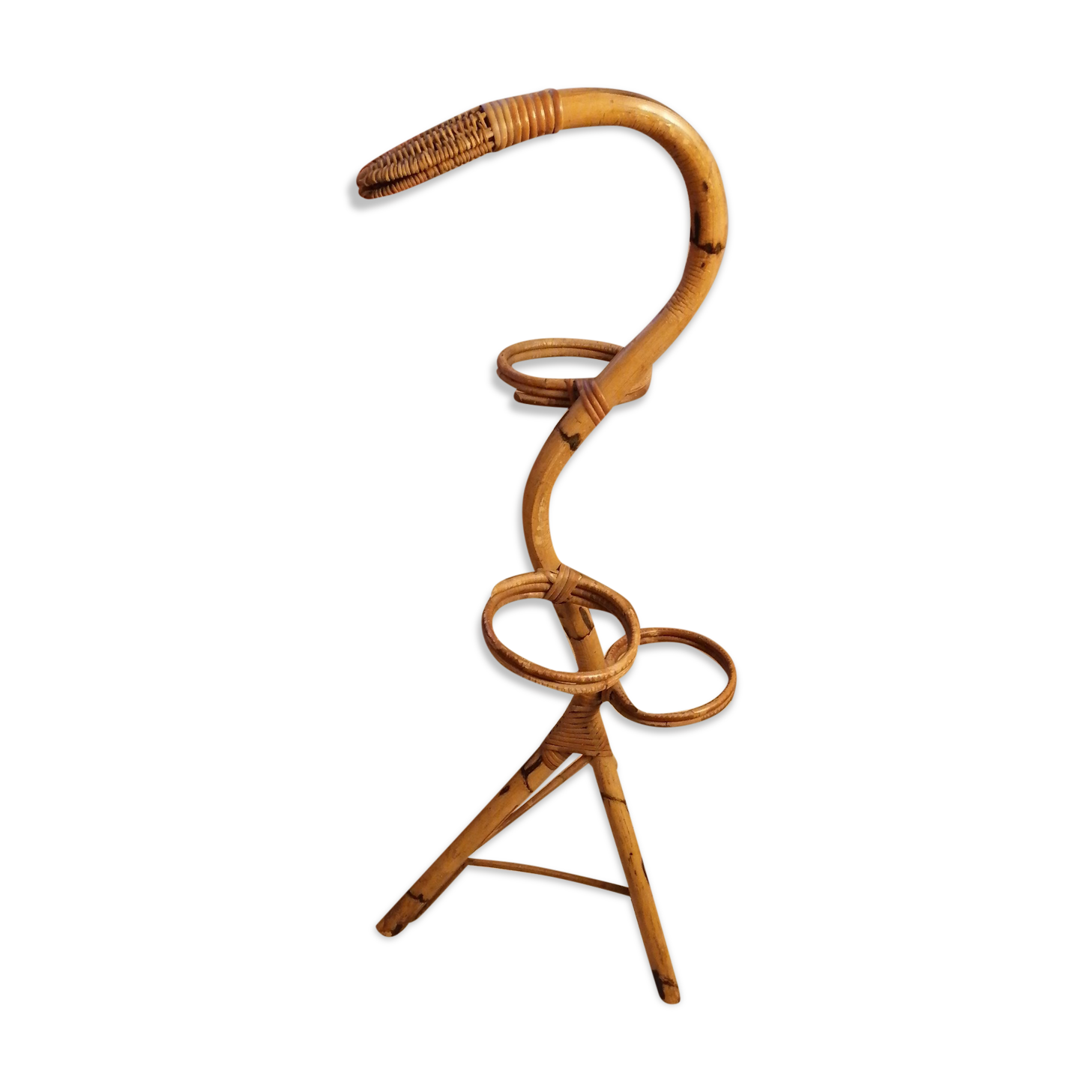 Plant holder bamboo rattan snake vintage