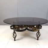 Table basse brutaliste en fer forgé des années 1970