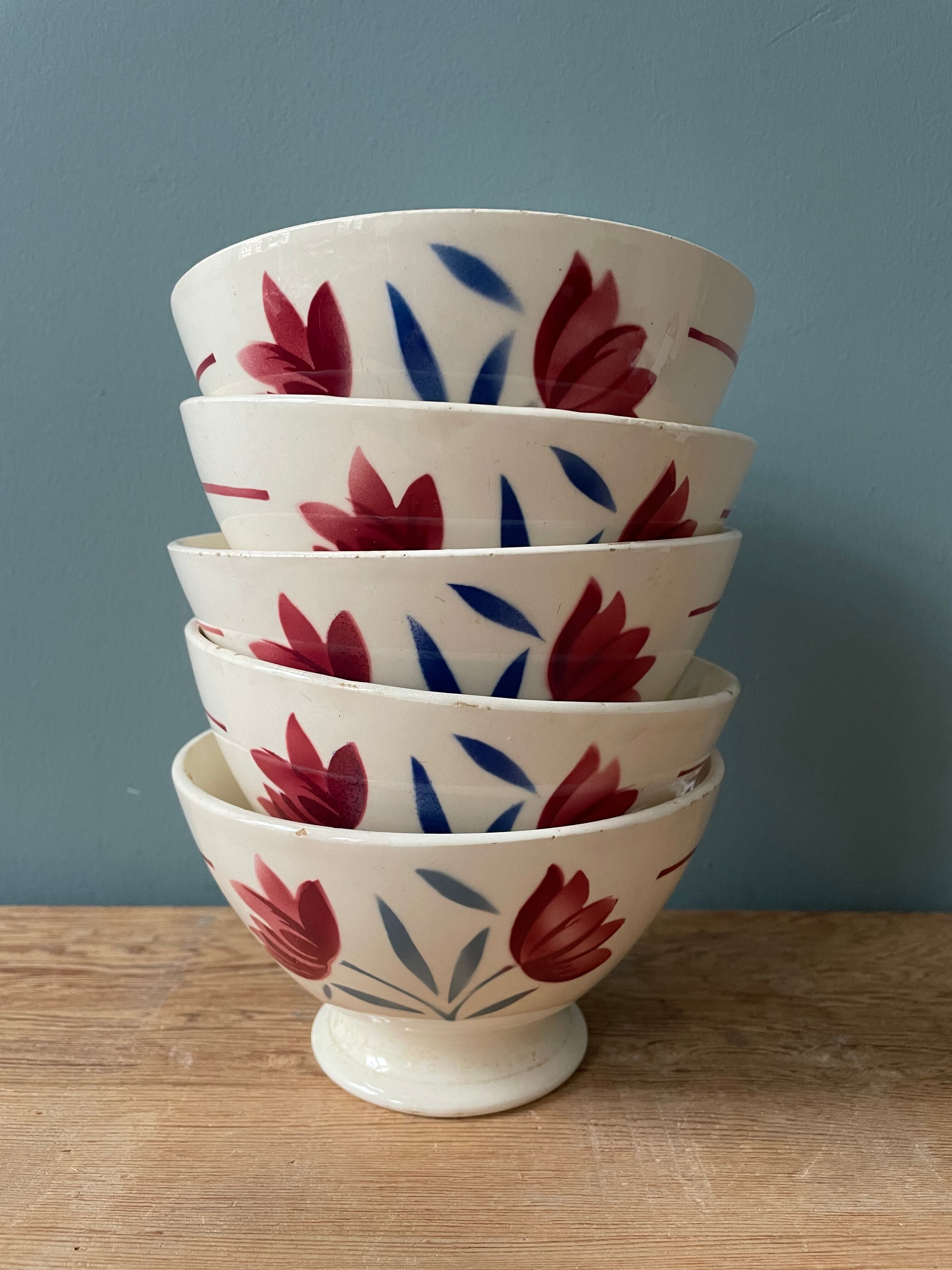 Set of 5 vintage badonviller earthenware bowls