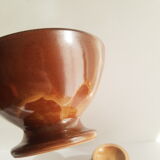 Set of 3 vintage ceramic arts brown piedouche bowls