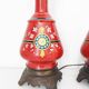 Paire de pieds de lampe rouges, 1900