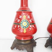 Pair of red lamps from 1900