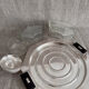 Art Deco silver-plated metal and glass serving platter for appetizers.