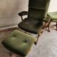 Vintage scandinavian style relax armchair + footrest adjustable tilt