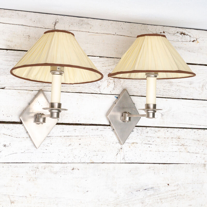 2 wall lamps art deco metal diamond base