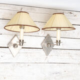 2 wall lamps art deco metal diamond base