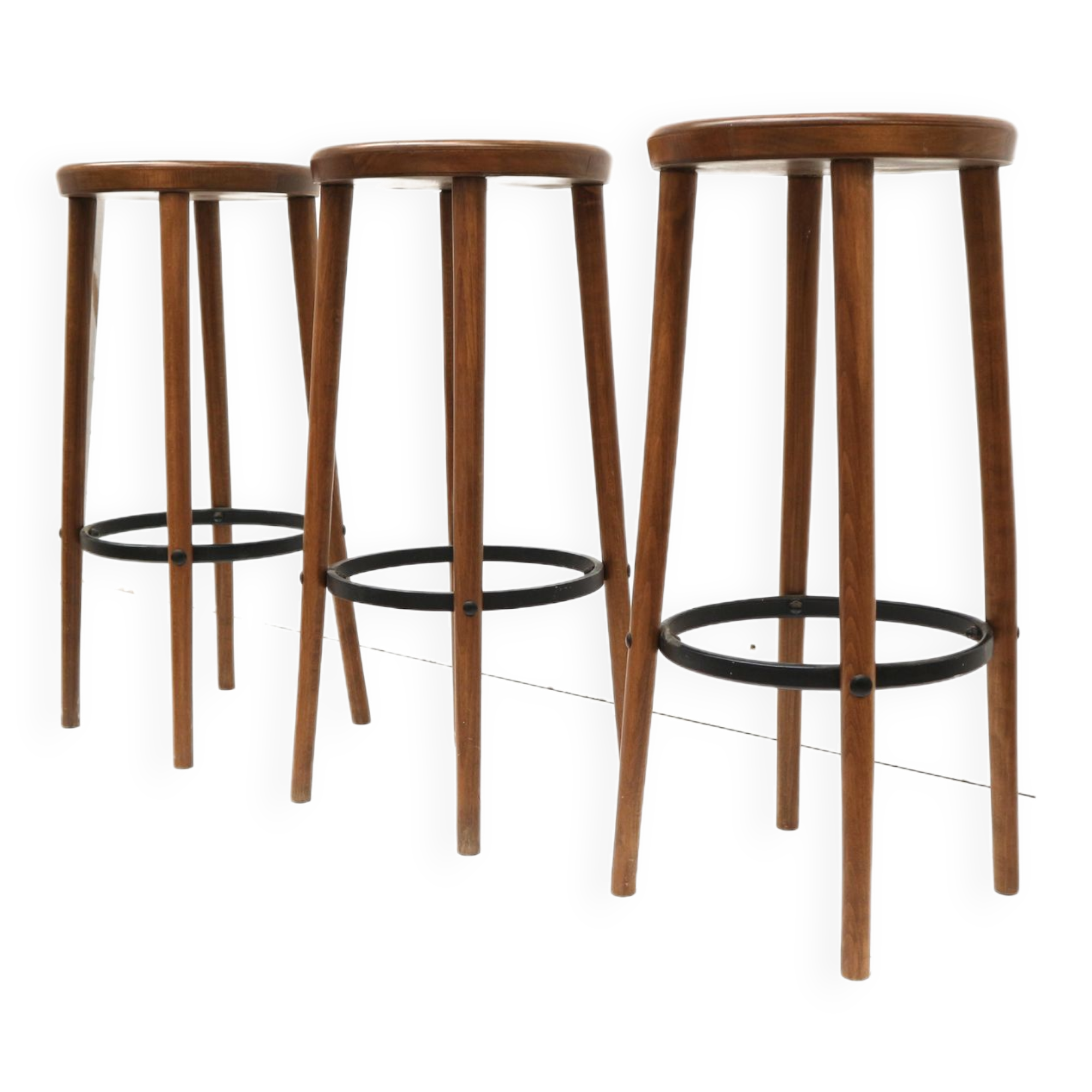 Lot de 3 tabourets de bar vintage fabriqués dans les années 1970
